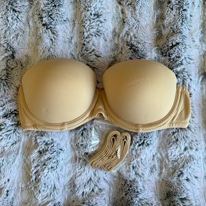 NEW PINK Victoria’s Secret Push Up Strapless Bra Size 32C Nude